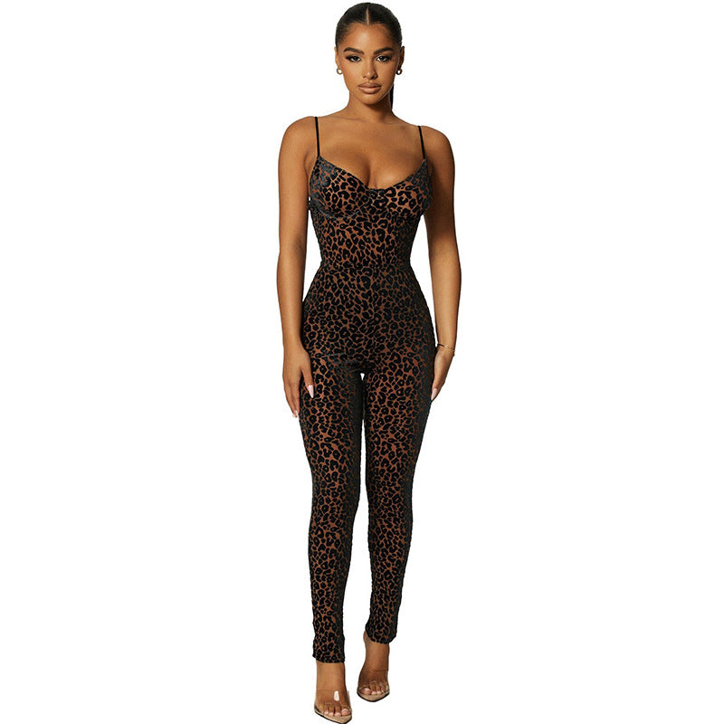 Leopard Velvet Jumpsuit