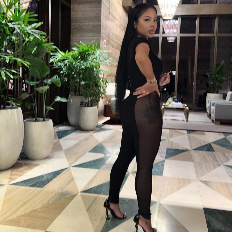Side Mesh Jumpsuit