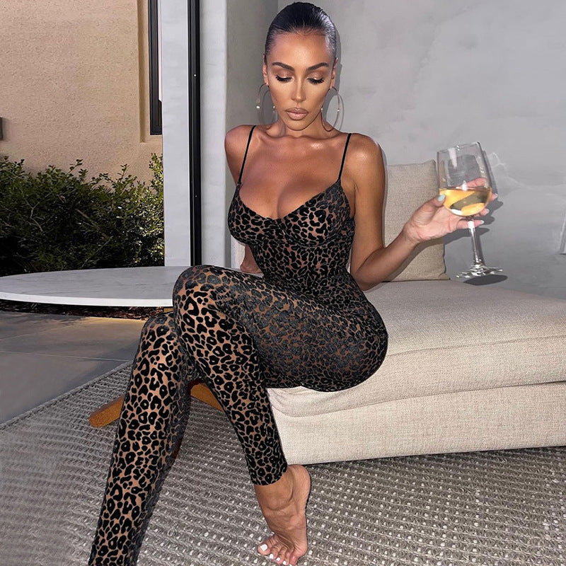 Leopard Velvet Jumpsuit