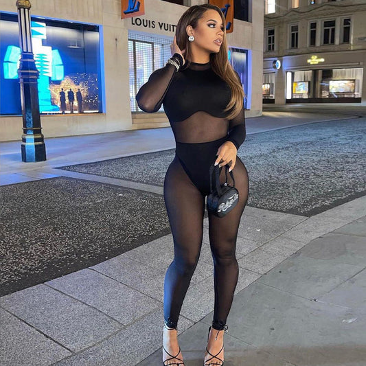 Mesh High Waist Jumpsuit