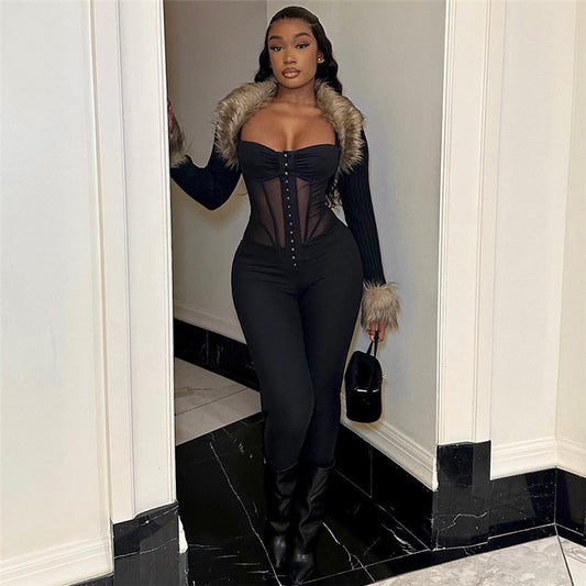 Corset Mesh Jumpsuit