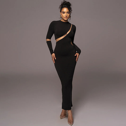 Mesh Panel Maxi Dress